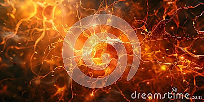 Representing love and creation through a dynamic visualization of neural synapses firing. Concept Stock Photo