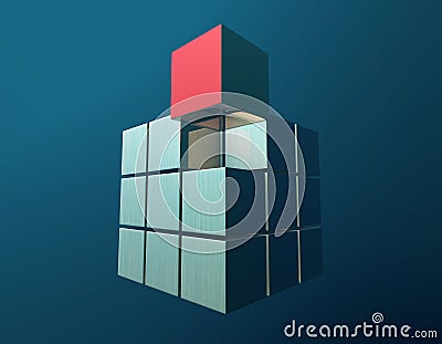Cube digital technology and programming, data transmission and storage, intelligent programs Stock Photo