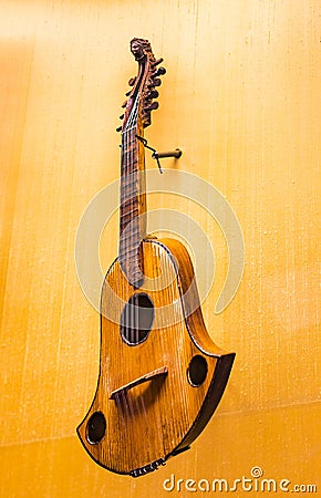 The Represents an exposition of the history of antique musical instruments in the Bavarian National Museum in Munich. Editorial Stock Photo