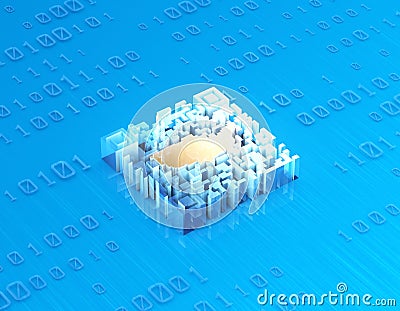 Two-dimensional code data transmission and US maps, financial transactions and identification Stock Photo