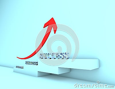 Arrows and ladders of career success and victory, achieving goals and winning Stock Photo