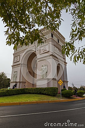 Reproduction of the Arc de Triomphe in Paris made in Ciudad Juarez Mexico, which gives entrance to one of the most exclusive Editorial Stock Photo
