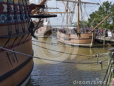 Reproduction Boats on the James River Editorial Stock Photo