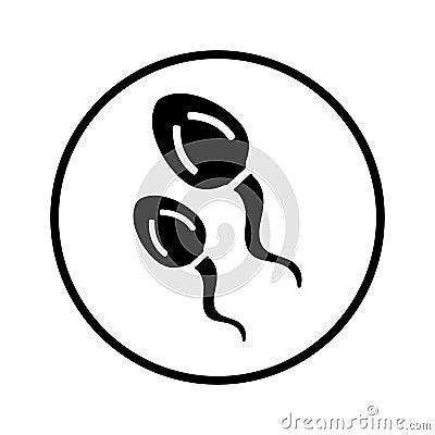 Reproduction, sperm icon, black version Vector Illustration