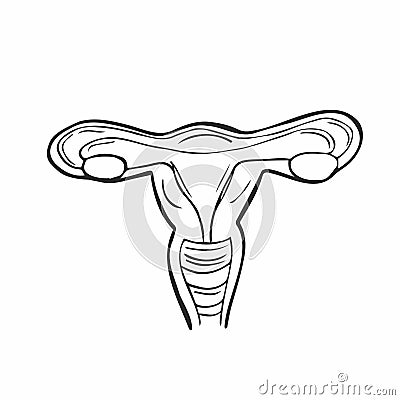 Reproductive Female Icon Silhouette Illustration. Uterus Vector Graphic Pictogram Symbol Clip Art. Doodle Sketch Black Sign Vector Illustration