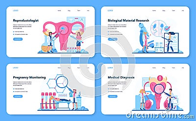 Reproductologist and reproductive health web banner or landing Vector Illustration