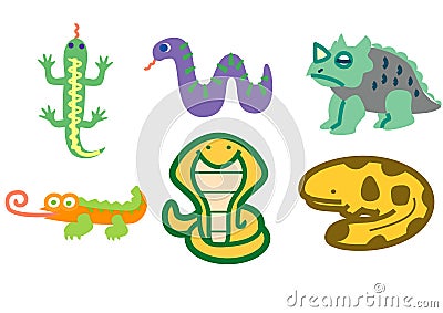 Reptile set Cartoon Illustration