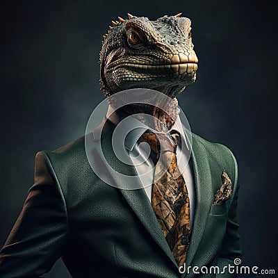 Reptilian in a formal suit Stock Photo