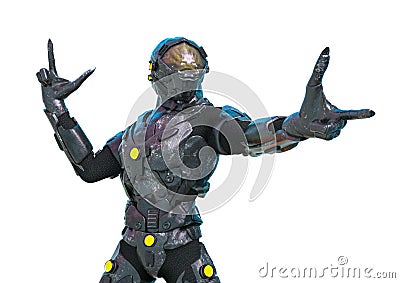 Reptilian officer doing a bang bang pose in white background Cartoon Illustration