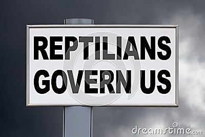 Reptilians govern us - Billboard Stock Photo