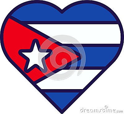 Republic of cuba country flag in heart form vector Vector Illustration