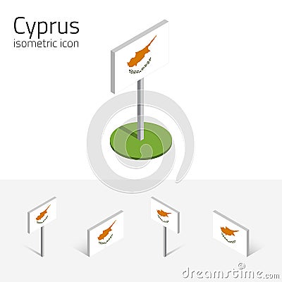 Republic of Cyprus flag, vector set of 3D isometric icons Vector Illustration