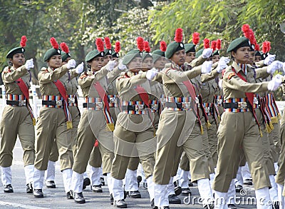 On Republic Day National cadet Corp march in red road Editorial Stock Photo