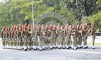 On Republic Day National cadet Corp march in red road Editorial Stock Photo