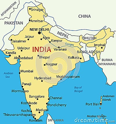 Republic of India - vector map Vector Illustration