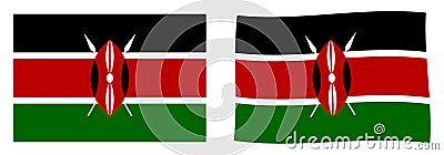 Republic of Kenya flag. Simple and slightly waving version. Vector Illustration