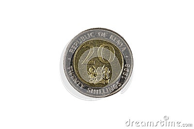 Republic Of Kenya Twenty Shillings Coin From 1998 Stock Photo