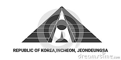 Republic Of Korea,Incheon, Jeondeungsa, travel landmark vector illustration Vector Illustration