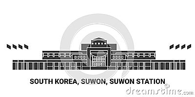 Republic Of Korea, Suwon, Suwon Station travel landmark vector illustration Vector Illustration