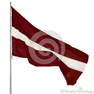 Republic of Latvia state flag, isolated Latvian national carmine red vivid crimson and white bicolour ensign, official European Stock Photo