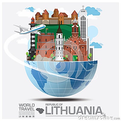 Republic Of Lithuania Landmark Global Travel And Journey Infographic Vector Illustration