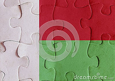 Republic of Madagascar flag puzzle Stock Photo