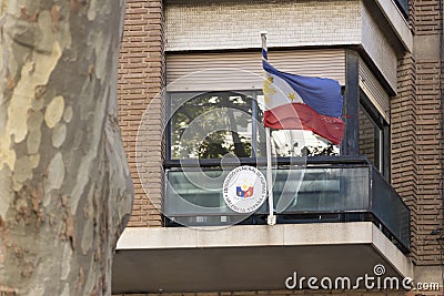Republic of Philippines consulate in Valencia Editorial Stock Photo