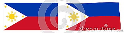 Republic of the Philippines flag. Simple and slightly waving version. Vector Illustration