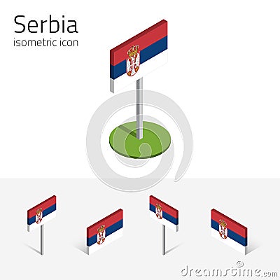 Republic of Serbia flag, vector set of 3D isometric icons Vector Illustration