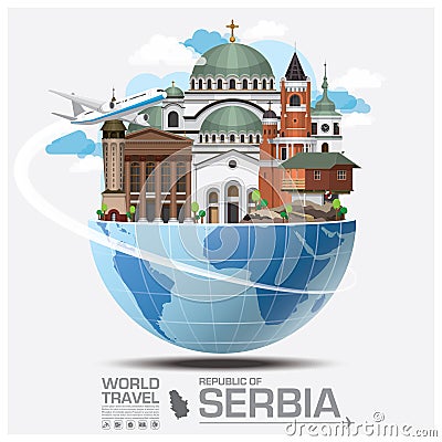 Republic Of Serbia Landmark Global Travel And Journey Infographic Vector Illustration