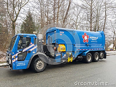 Garbage Truck in Massachusetts, USA Editorial Stock Photo