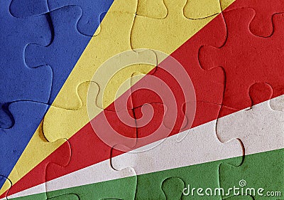 Republic of Seychelles flag puzzle Stock Photo