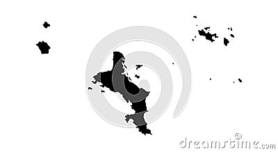 Republic of Seychelles map silhouette Cartoon Illustration