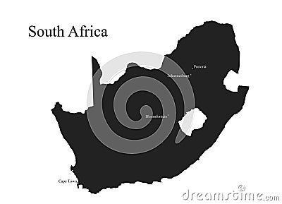 Republic of South Africa map icon. isolated vector silhouette image of African country Vector Illustration