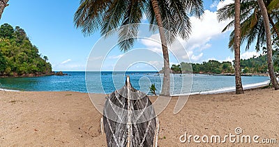 Republic of Trinidad and Tobago - Tropical island of Tobago - Parlatuvier bay - Tropical beach in the Caribbean Sea Stock Photo