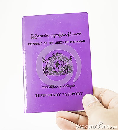 Republic of the Union of myanmar temporary passport Stock Photo