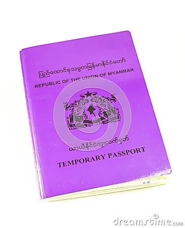 Republic of the Union of myanmar temporary passport Stock Photo