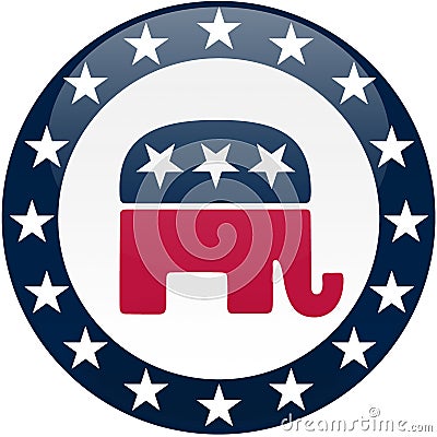 Republican Button - White and Blue Editorial Stock Photo