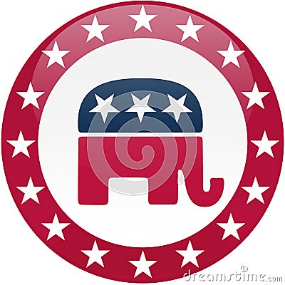 Republican Button - White and Red Editorial Stock Photo