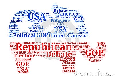 Republican Debate Word Cloud in Elephant Editorial Stock Photo