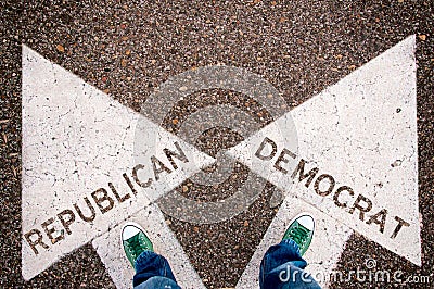 Republican and Democrat sign Stock Photo