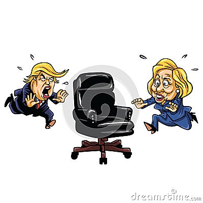 Republican Donald Trump versus Democrat Hillary Clinton Running For Presidential Chair Vector Illustration