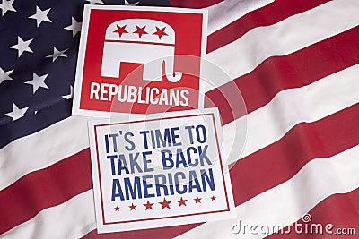 Republican Election Vote and American Flag Editorial Stock Photo