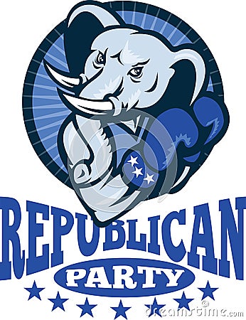 Republican Elephant Mascot Boxer Vector Illustration