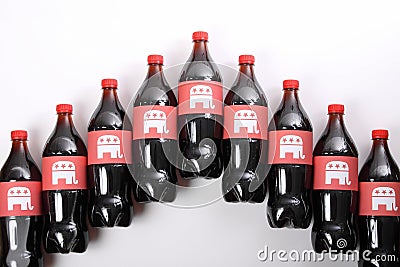 Republican Elephants on the drink bottles Cartoon Illustration