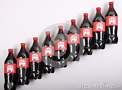Republican Elephants on the drink bottles Cartoon Illustration