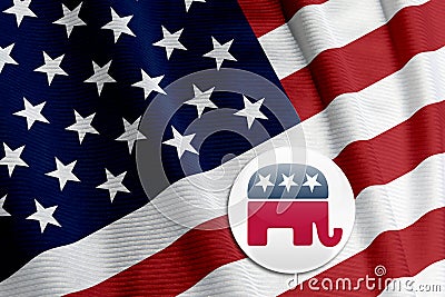 Republican Logo on American Flag Editorial Stock Photo