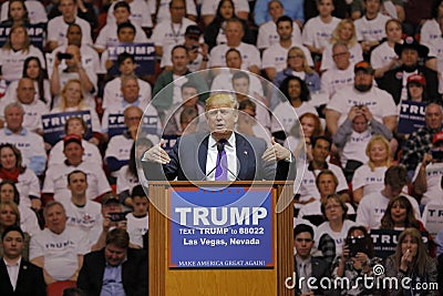 Republican presidential candidate Donald Trump campaign rally at the South Point Arena & Casino in Las Vegas Editorial Stock Photo