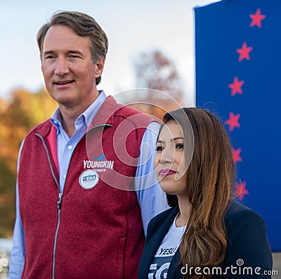 Republican U.S. House nominee, Yesli Vega at a campaign rally with Glenn Youngkin Editorial Stock Photo
