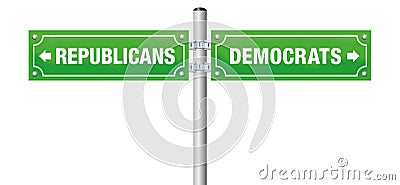Republicans Democrats Street Sign Vector Illustration